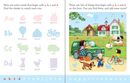 książka z naklejkami po angielsku do nauki alfabetu