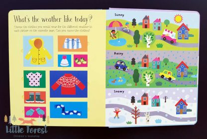 książka z okienkami o porach roku i pogodzie dla dzieci po angielsku